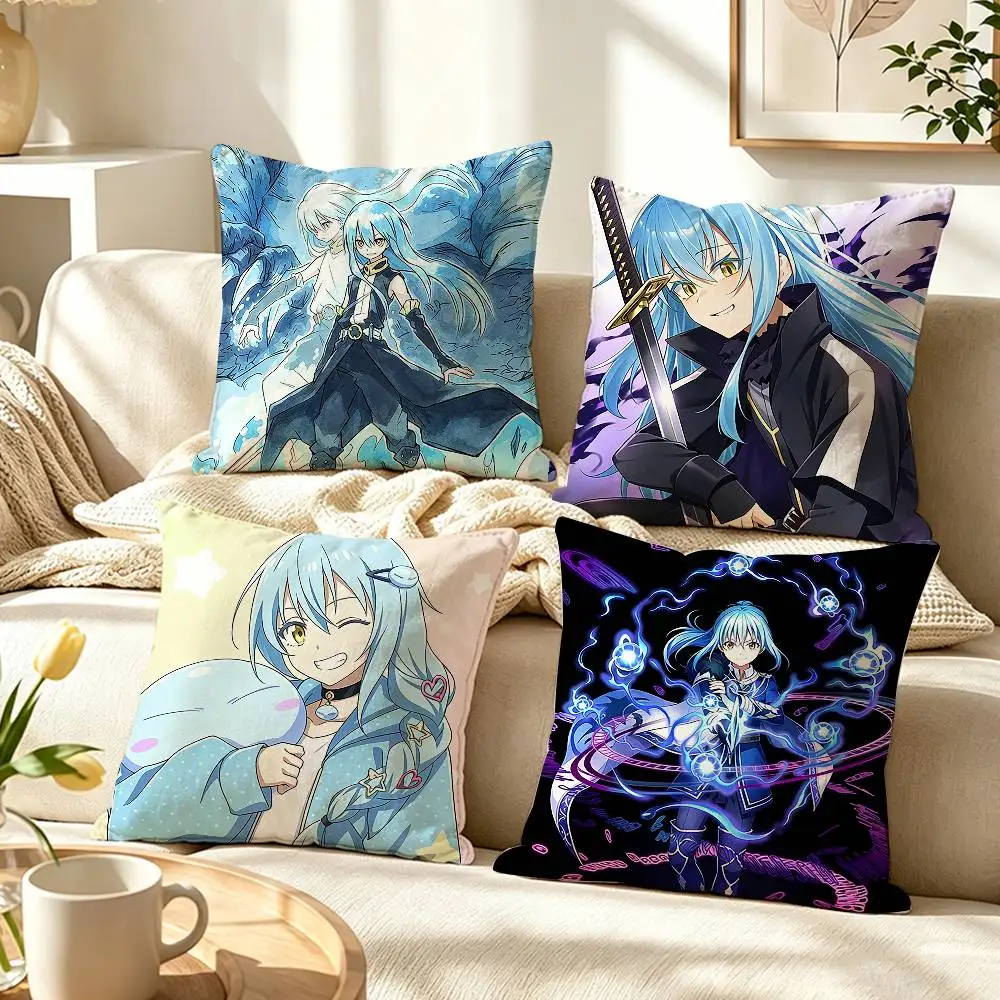 Anime R-Rimuru Tempest as a Slime  Pillow Case Pattern Printed Pillowcase For Living Room Sofa Cushion Cover