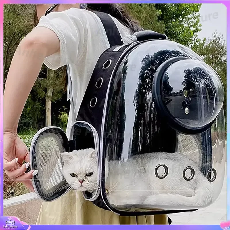 Large Capacity Transparent Oxford Cloth Pet Carrier Backpack for Cats and Dogs Portable Fashion Zipper Travel Bag 10kg