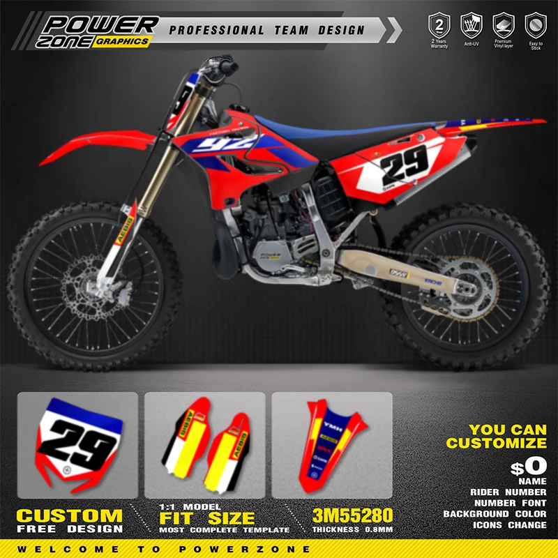 

PowerZone Custom Team Graphics Backgrounds Decals For 3M Stickers Kit For YAMAHA 2015-2021 YZ125-250 16-21 YZ250X 045