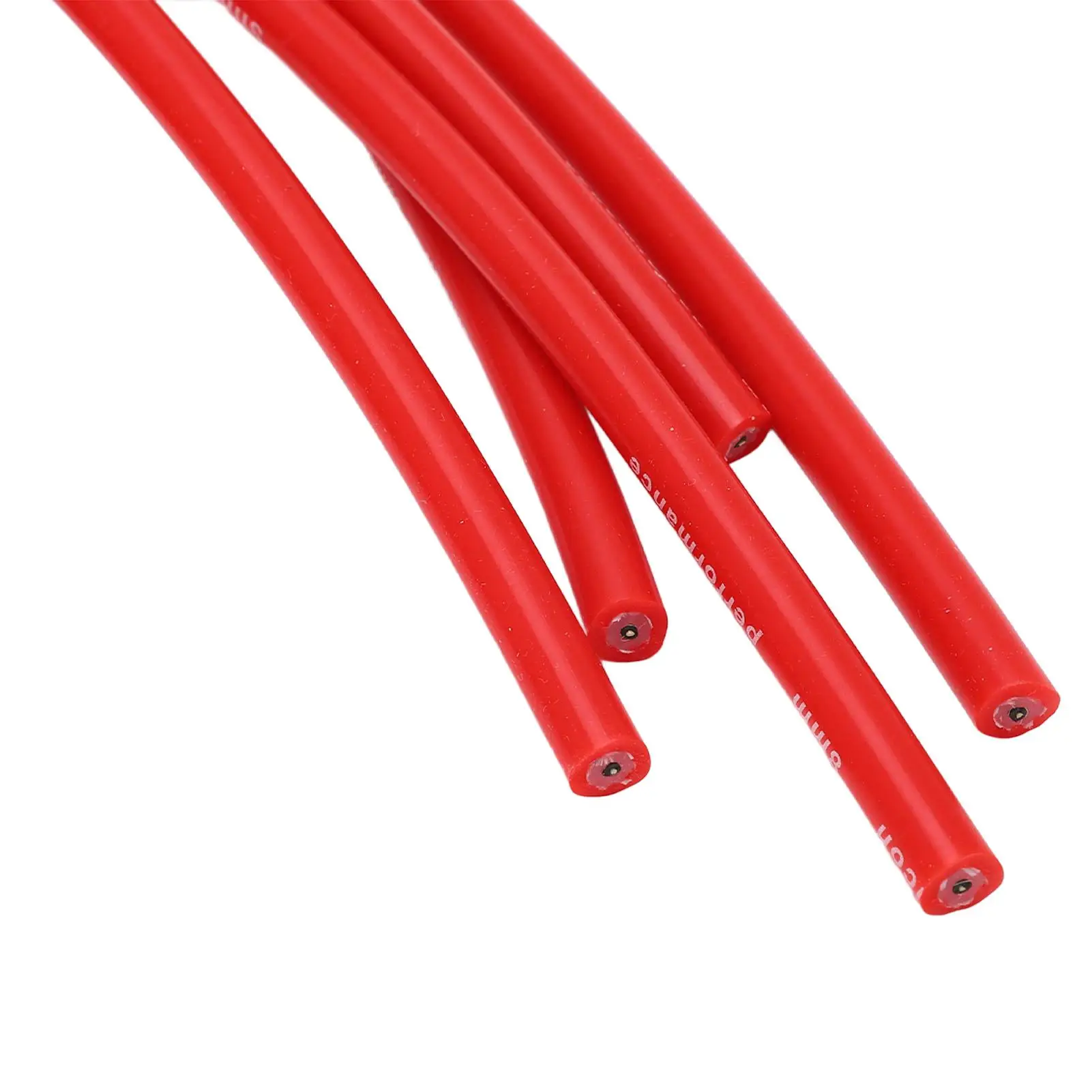 Red 8mm High Performance Spark Plug Ignition Wire Set - 3.3ft Metal Silicone for 4 Cylinder Classic Cars