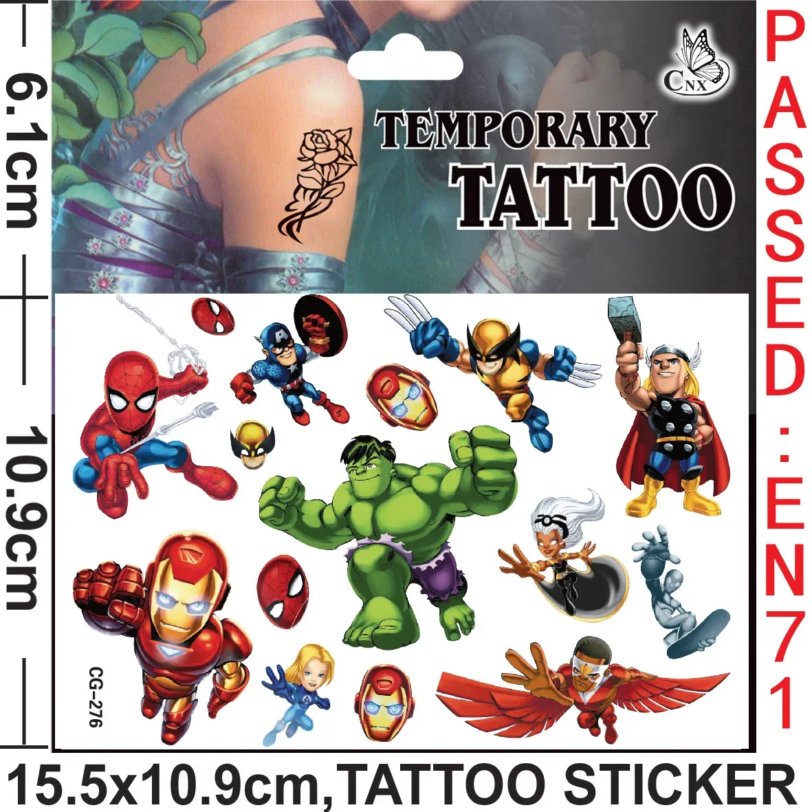 Marvel Tattoo Stickers Waterproof Cute The Avengers Sticker Anime Birthday Party Supplies Decoration For Kids Women Men Gift