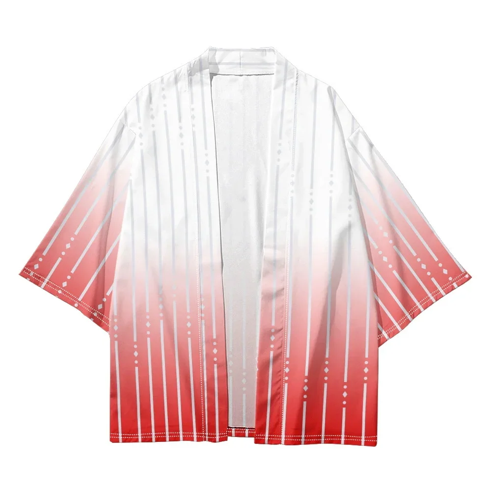 Women's striped printed wool sweaters, Haori casual shirts, kimonos, streetwear, men's capes, plsize tops, summer beach fashion