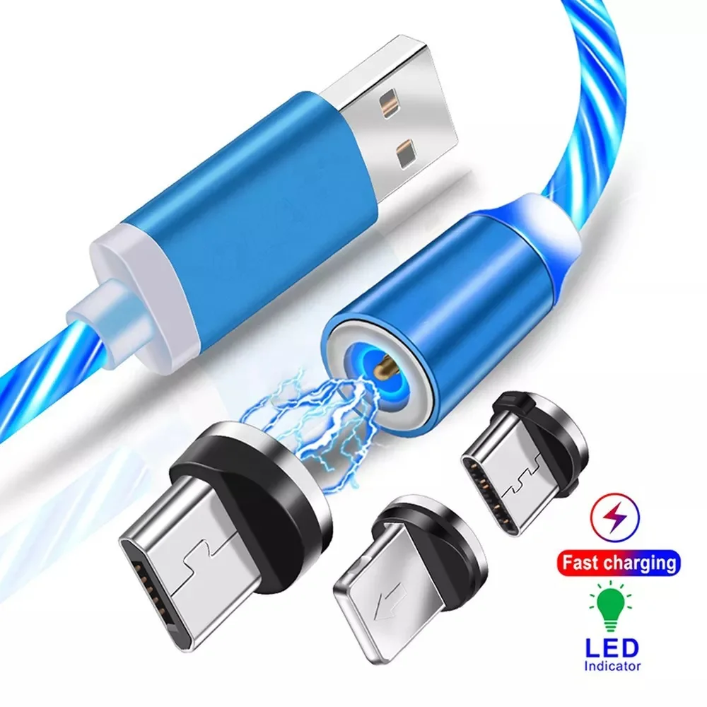 KSTOP 3 in 1 Glowing LED Light Party Phone Charger Luminous USB Type-C Cable For Xiaomi iPhone 14 Samsung S24 Phone Accessories