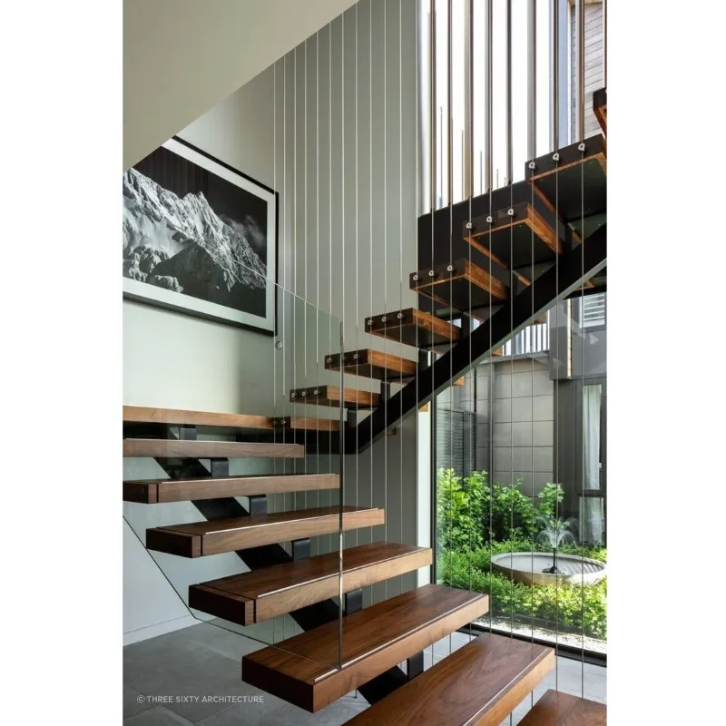 Indoor 40X40 50X50Mm Stairs Wire Rope Railing Handrails Stainless Steel Stairs Vertical Cable Railing