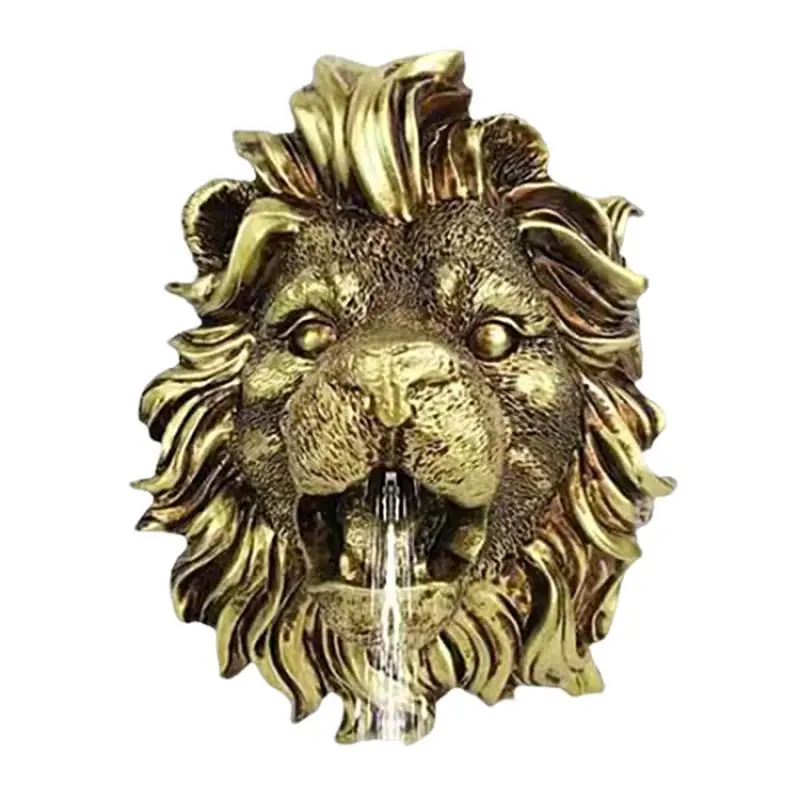 

Fountain Wall Lion Nozzle Water Hanging Outdoor Sprayer Natural Resin Lion Wall Fountain Waterfall Garden Wall Mounted Sculpture