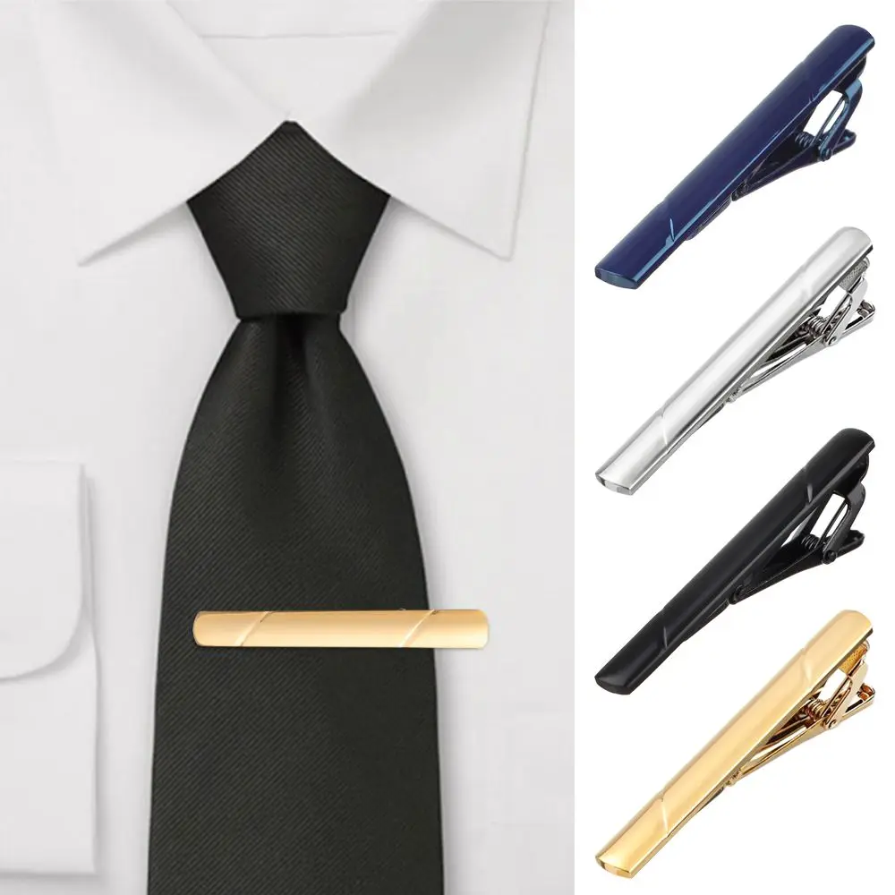 New Tie Clips Men's Metal Necktie Bar Crystal Dress Shirts Tie Pin For Wedding Ceremony Metal Gold Tie Clip Man Accessories