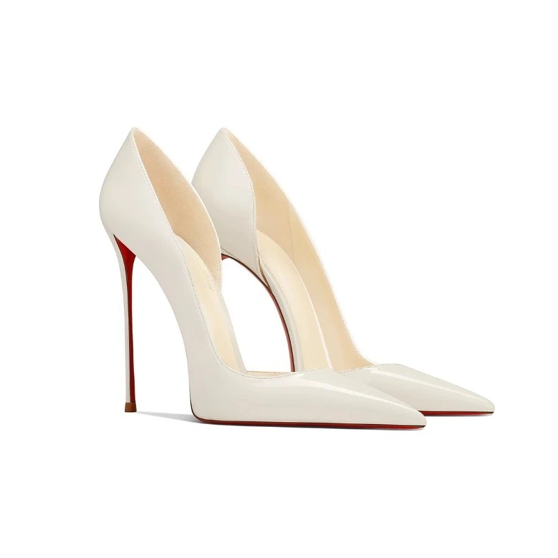 New pointed thin heel white patent leather sexy temperament versatile dress design high heels women's shoes