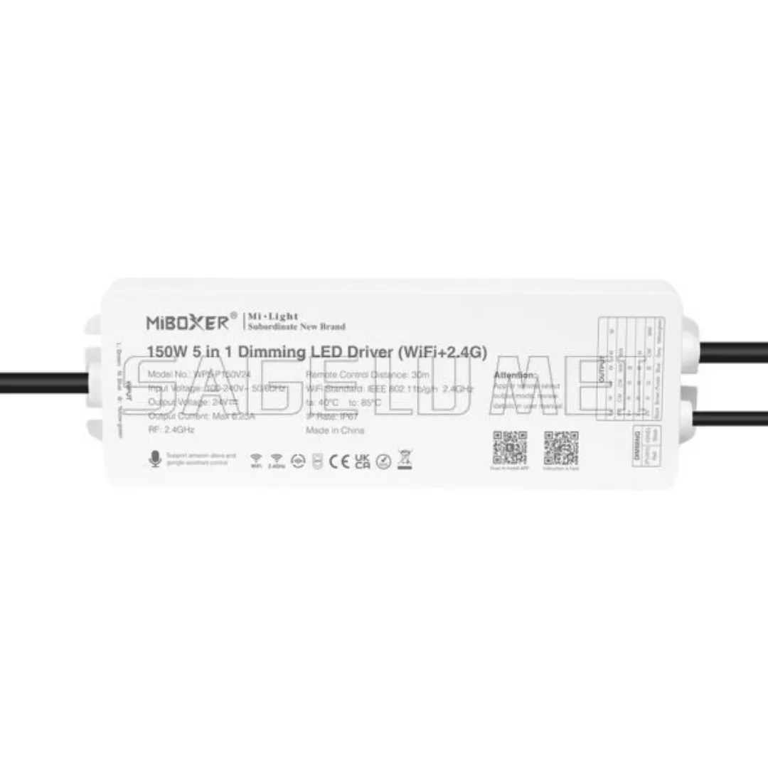 NEW WP5-P150V24/P75V24 75W150W 5 in1 Dimming LED Driver (WiFi+2.4G) 5 output Single Color Dual White RGB RGBW RGB+CCT Waterproof