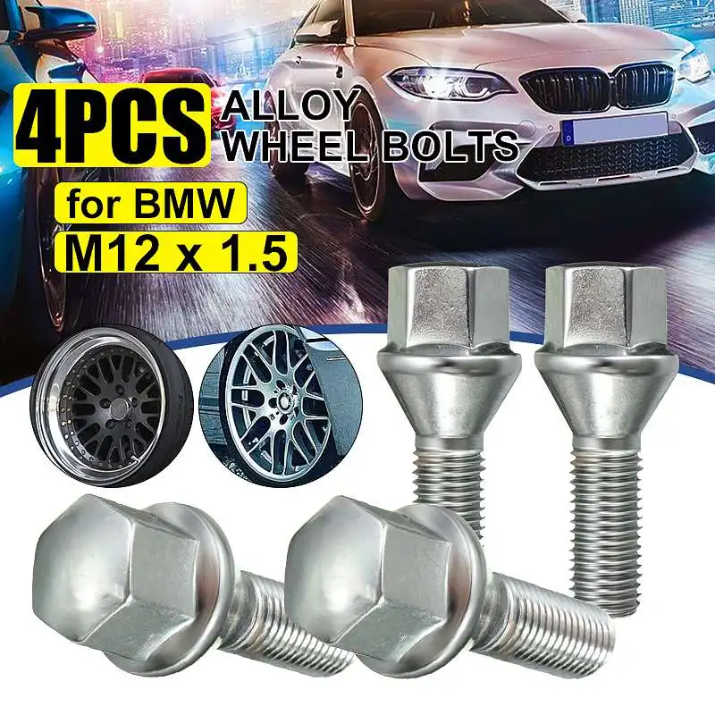 4pcs Alloy Wheel Nut Bolts Screw M12x1.5 26mm Length For BMW 3 Series  E21 E30 E36 E46 E90 E91 E92 E93