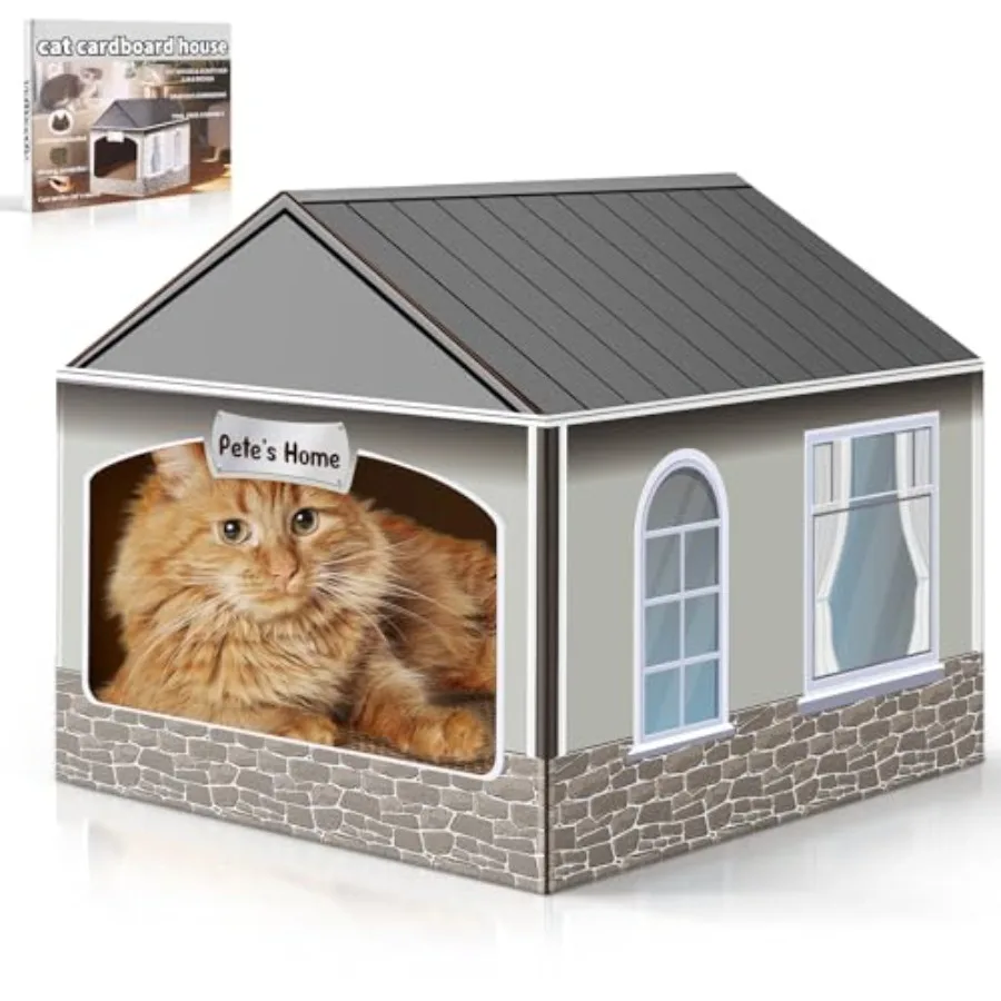Arranhador de casa de gato de papelão com catnip fácil notool montagem gatinho playhouse 13.5x14.5x13 Polegada diversão interior gato scratcher hous