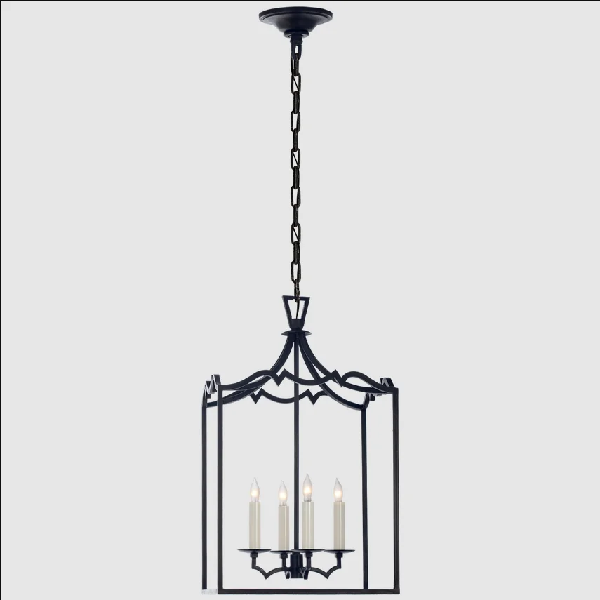 Yihao Custom American Copper Round Lantern Light Chandelier Vintage Brass Birdcage Loft Kitchen Island Pendant Lights