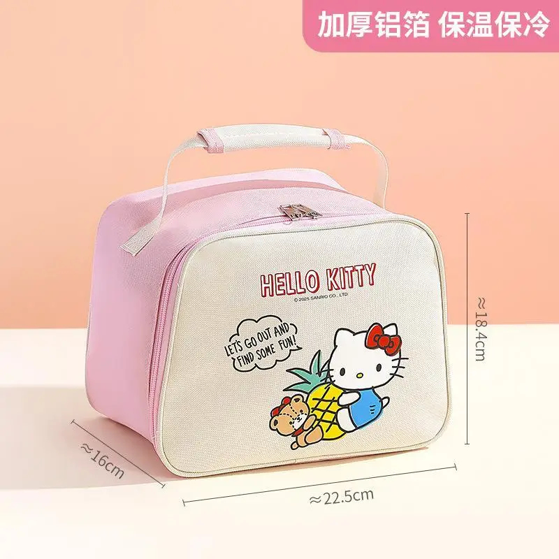 

Cute Cartoon Sanrios Hello Kittys Kuromi Bento Bag Handheld Portable Lunch Box Bag High-Capacity Waterproof Good-Looking