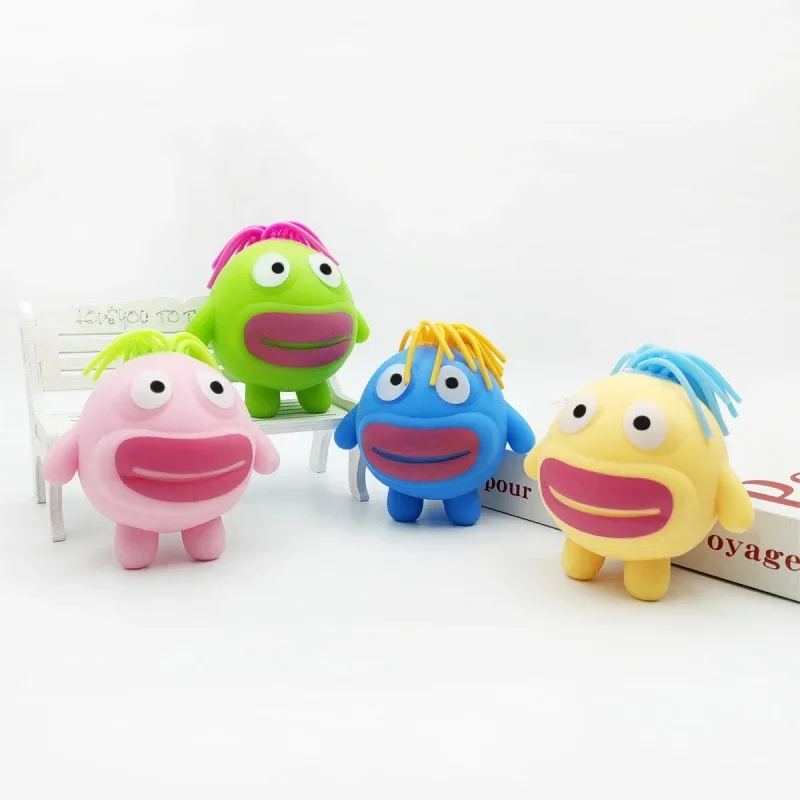 New Creative Cartoon Monster Squishy Toy Hair Pulling Sausage Mouth Ugly Cute Stress Relief Wholesale Novelty Funny Gift