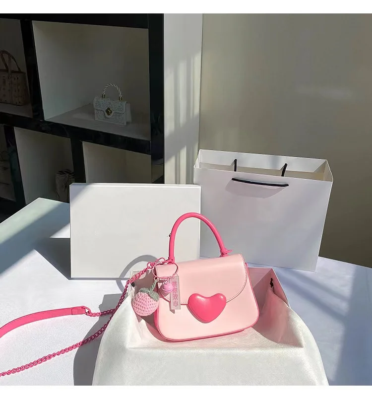 High Quality Textured Leather Square Bag Sweet Pink Fashion Handbag Women Shoulder Messenger Bag Lady Purse Female Casual Bag for honor pad 8 3 folding transparent tpu smart leather tablet case ice pink