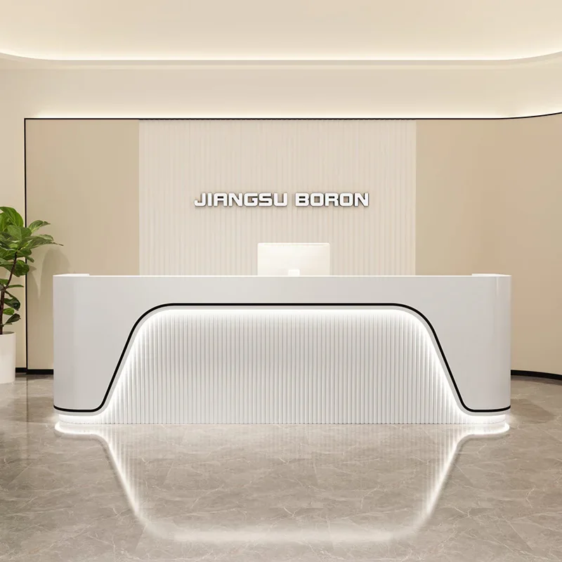 

Italian Simple Reception Desks Beauty Luxury Profissional Reception Desks With LED Design Mostrador Commercial Furniture