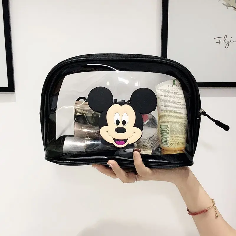 Disney Cartoon Mickey Minnie borsa cosmetica portatile da viaggio borsa da toilette portatile borsa da toilette trasparente impermeabile di bellezza