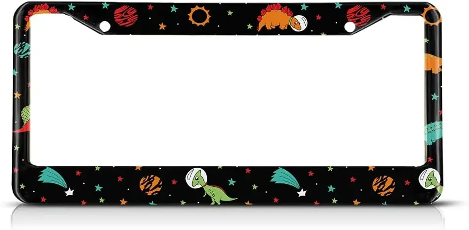 Cute Dinosaur License Plate Frame Space Galaxy License Plate Frame Car Tag License Plate Frame for US Women and Men Vehicles