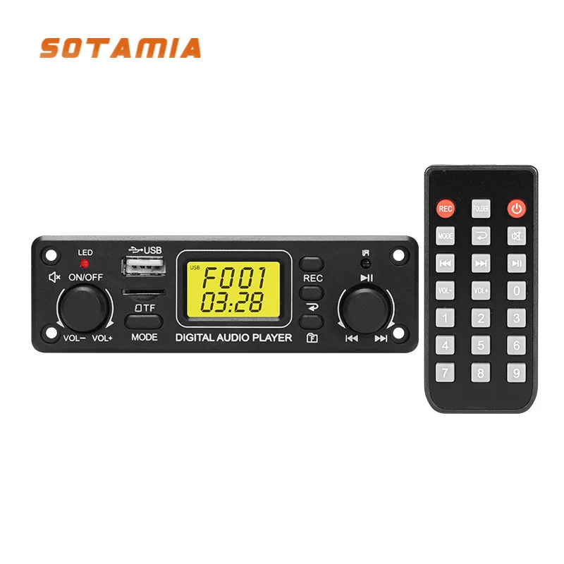 SOTAMIA MP3 Bluetooth Decoding Audio Board USB TF FM Radio Hifi Digital Audio Decoder Player for Power Amplifier Board DC12V