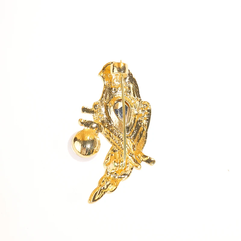 Fantasie-Drachen- und Waldtier-Emaille-Abzeichen, Strass-Kristall-Eichhörnchen-Vogel-Anstecker, Vintage-Tier-Metall-Brosche, Accessoire, Geschenk – Detail 7
