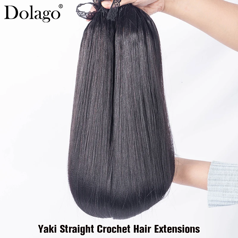 وصلات شعر كروشيه شعر بشري خفيف ياكي مستقيم كروشيه بدون عقد ريشة غير مرئية مع سلسلة في الأوسط مفصول مسبقًا #4