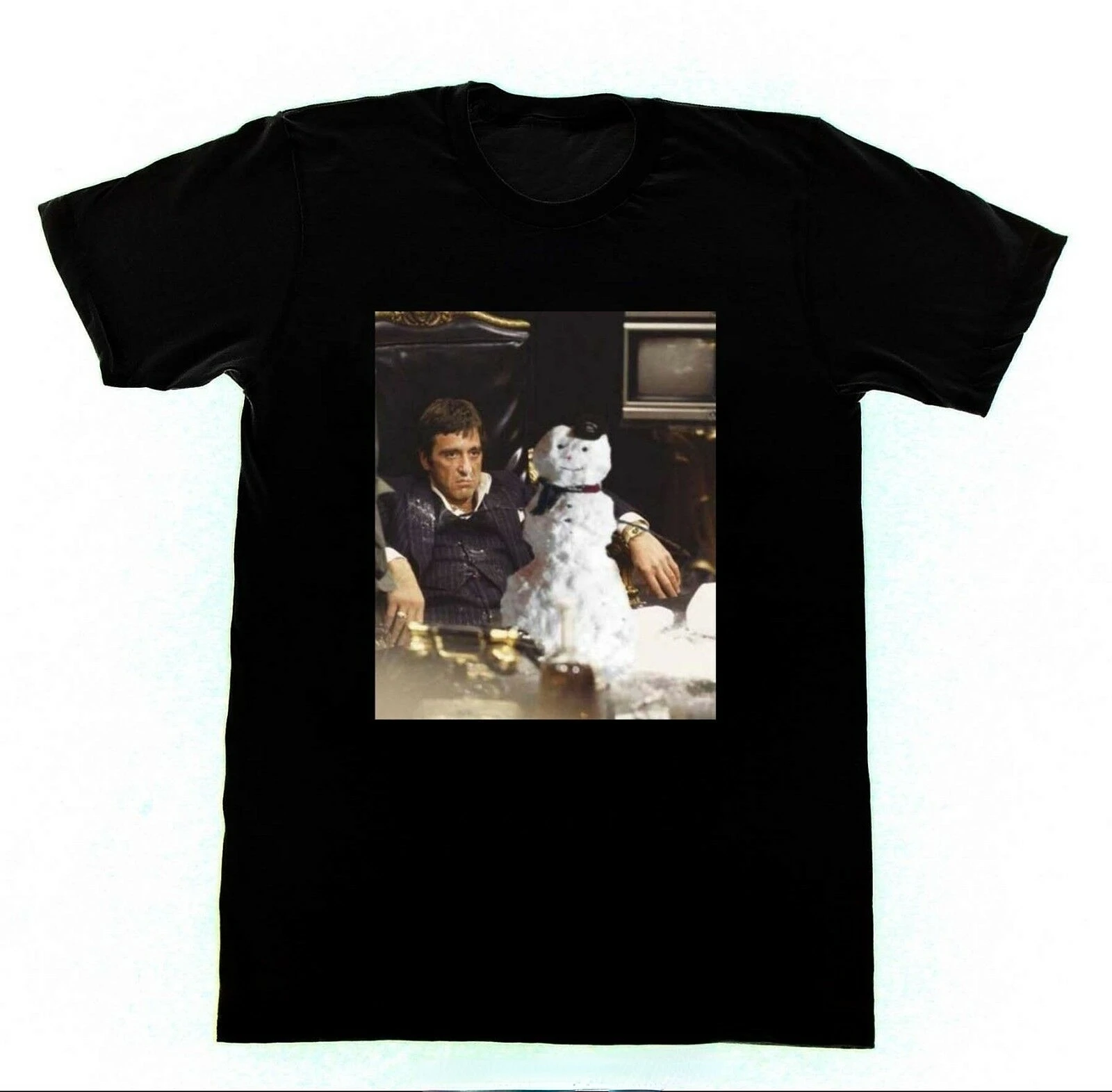 Śmieszne Scarface Snowman TShirt mężczyźni odzież nowość Tshirt kobiety mężczyźni moda lato z krótkim rękawem topy Ropa Hombre koszulki