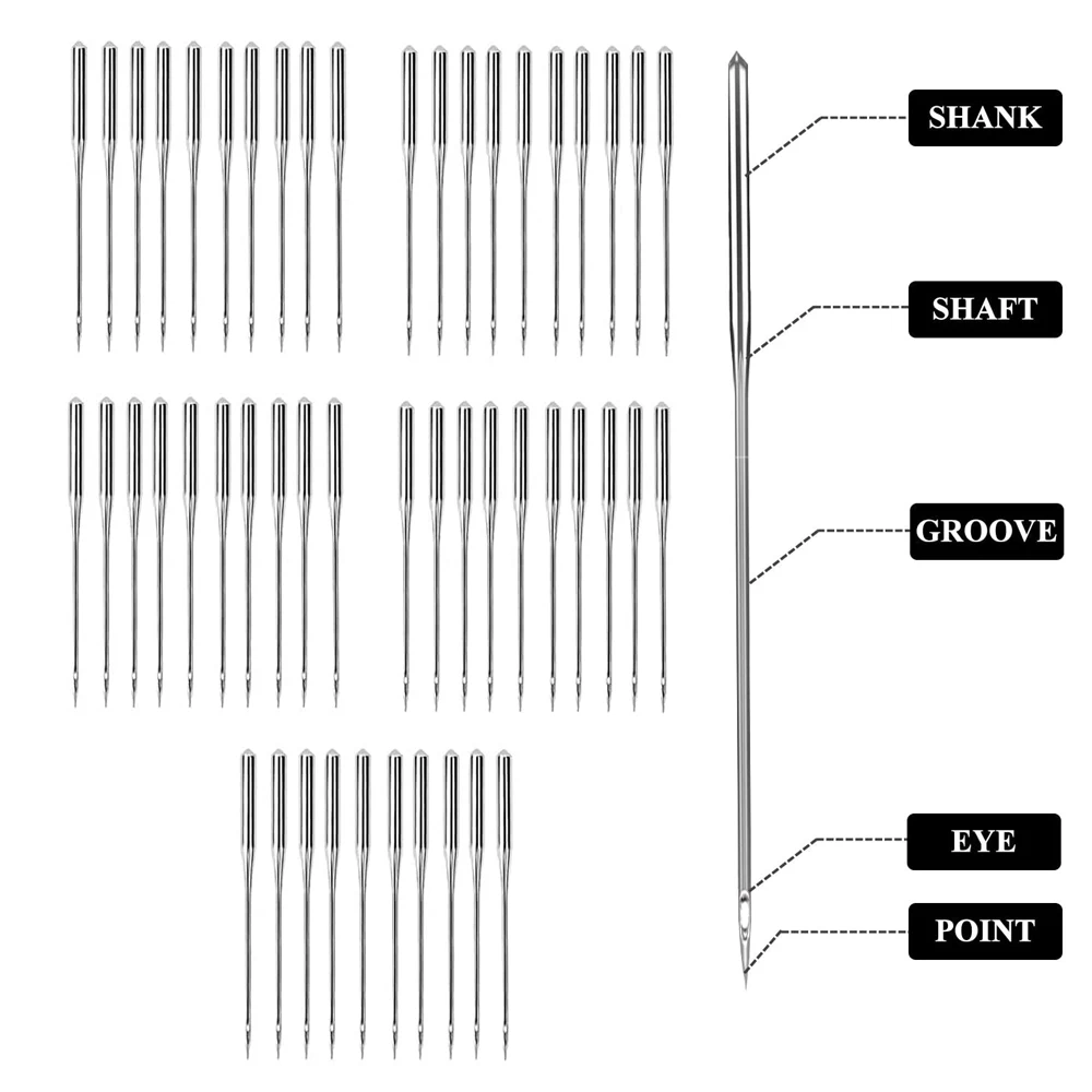 60PCS Sewing Machine Needles 9/11/12/14/16/18 Universal Regular Point Needles for Embroidery Cloth Repair Sewing Needles