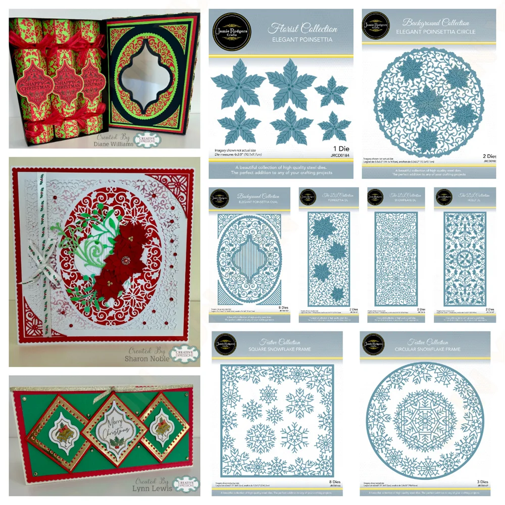 

Holly Snowflake Dl Elegant Poinsettia Circle Oval Craft Dies Cuts DIY Scrapbooking New Year Christmas Holiday Card Gift Molds