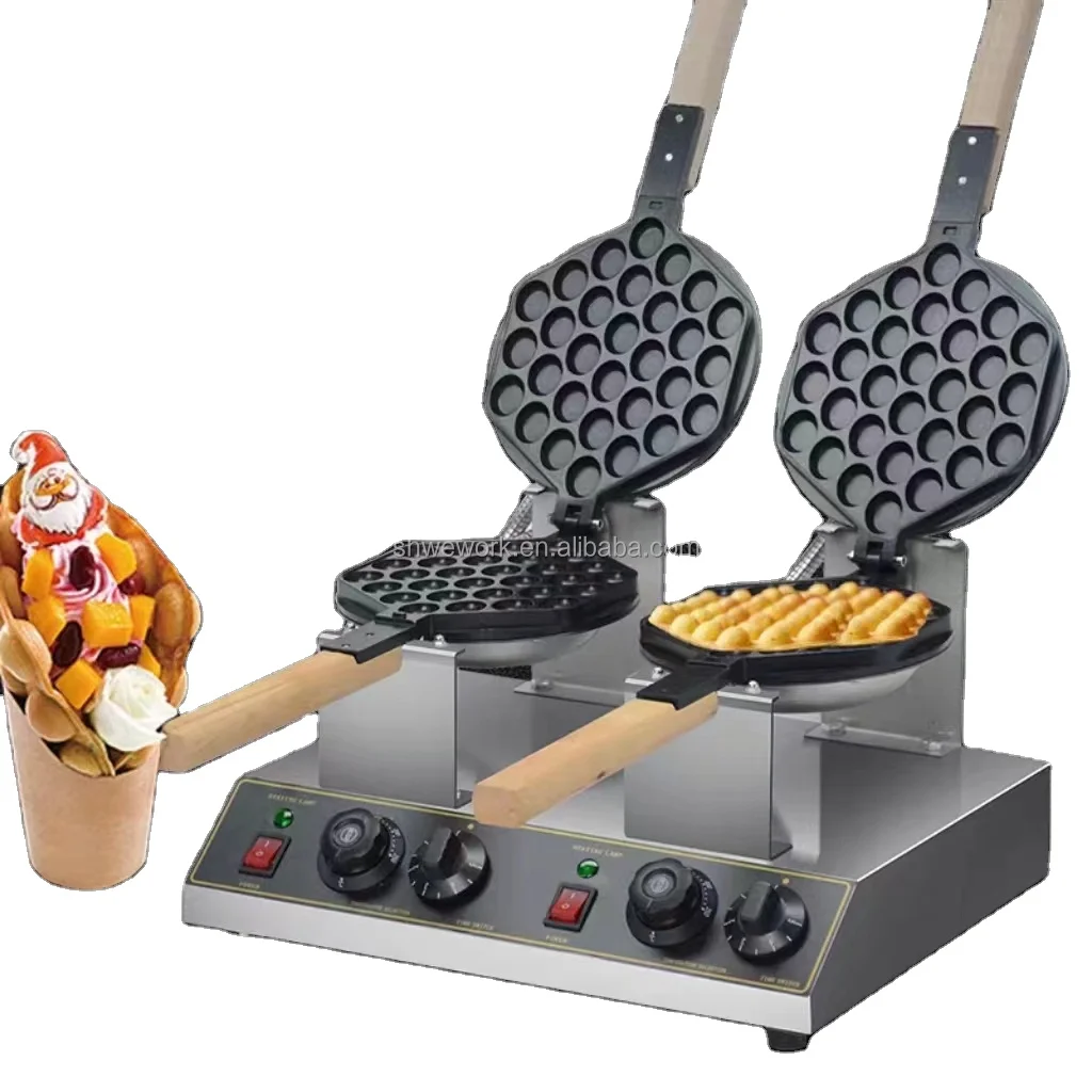 

WeWork Commercial Bubble Waffle Maker 2800W Stainless Steel Egg Puff Baker With Non-Stick Coating Bubble Waffle Machine