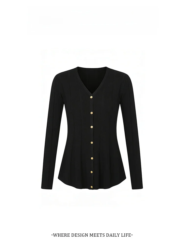 

Ele Slim Fit Knitwear Women's Bell Sve Casual Sle Spring Autumn New Design Breathable V-ne Open Cardigan