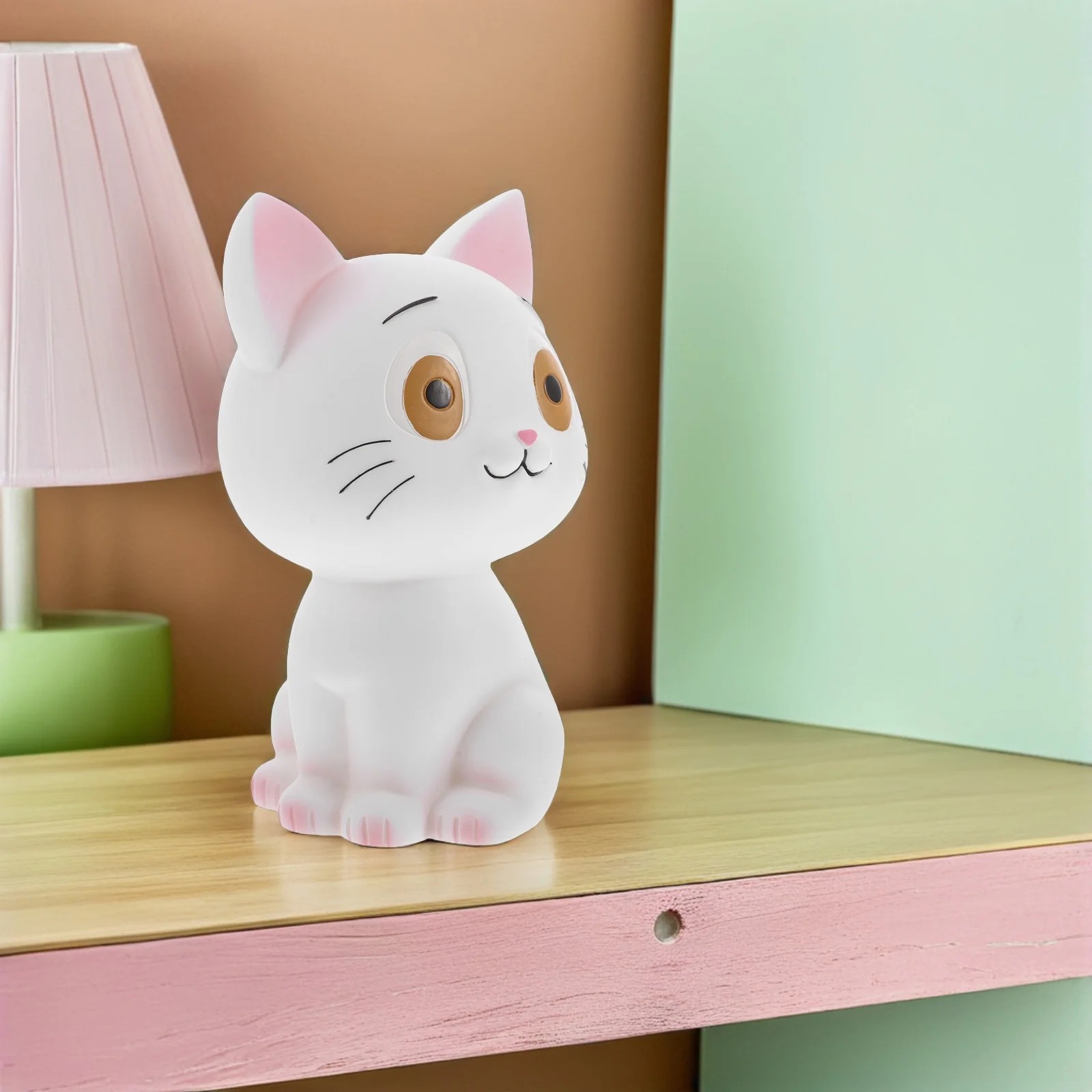 Tirelire chat créative: boîte d'épargne incassable pour enfants, Statue d'animal mignon blanc pour décoration de bureau et de maison, cadeau d'anniversaire