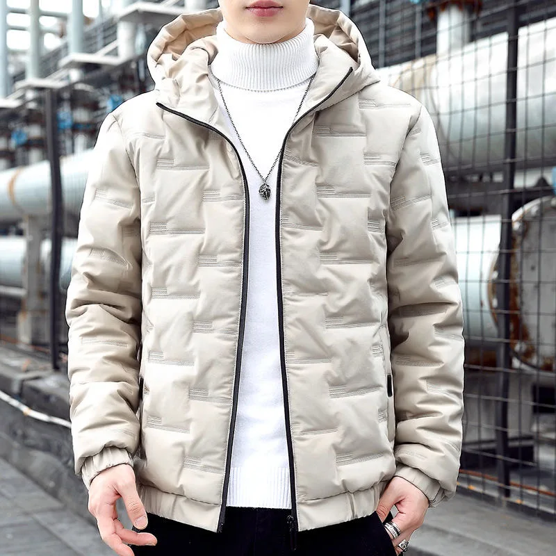 2024 Autumn/Winter Fashion Solid Color Hooded Cotton-Padded Jacket For Men Casual Loose Thick Warm High Quality Plus Size Coat