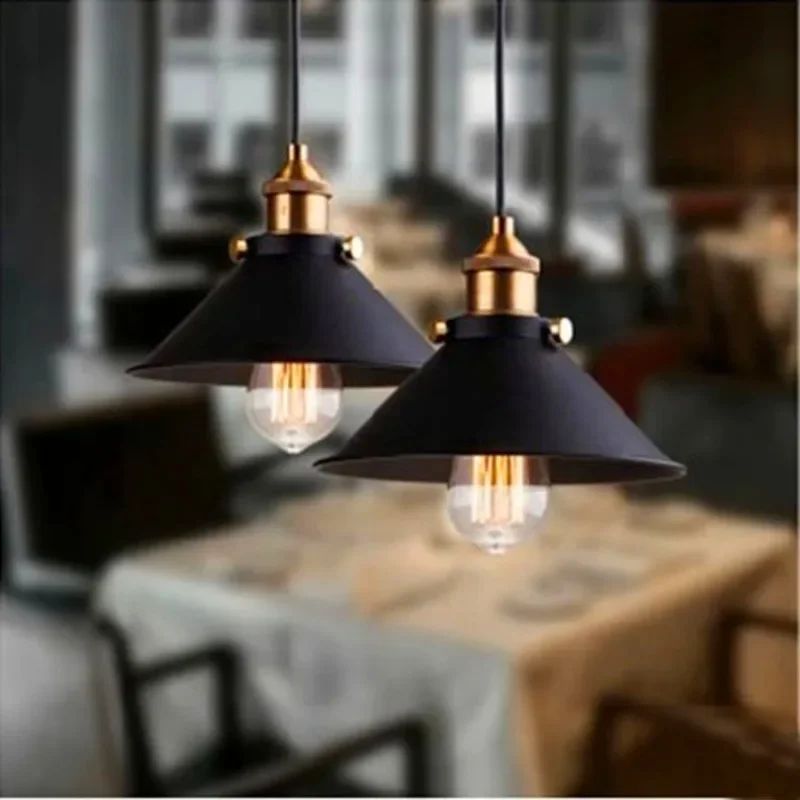 

Black Vintage Industrial Pendant Light Nordic Retro Lights Iron Lampshade Loft Lamp Metal Cage Dining Room Countryside