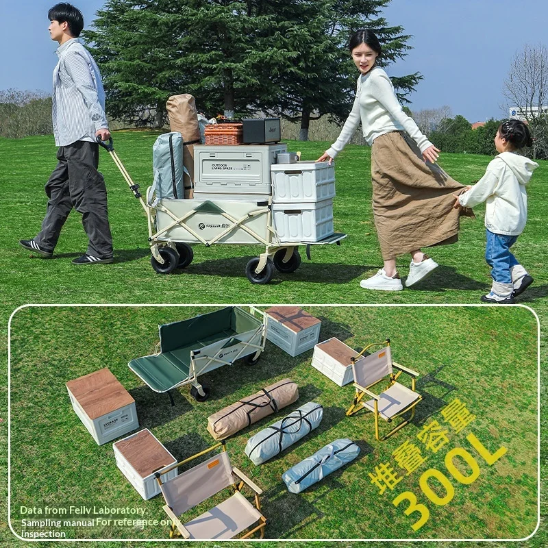 Outdoor Folding Lightweight Collapsible Utility Wagon Camping Car Trunk Express Portable Hand Cart Picnic Beach Travel Shopping