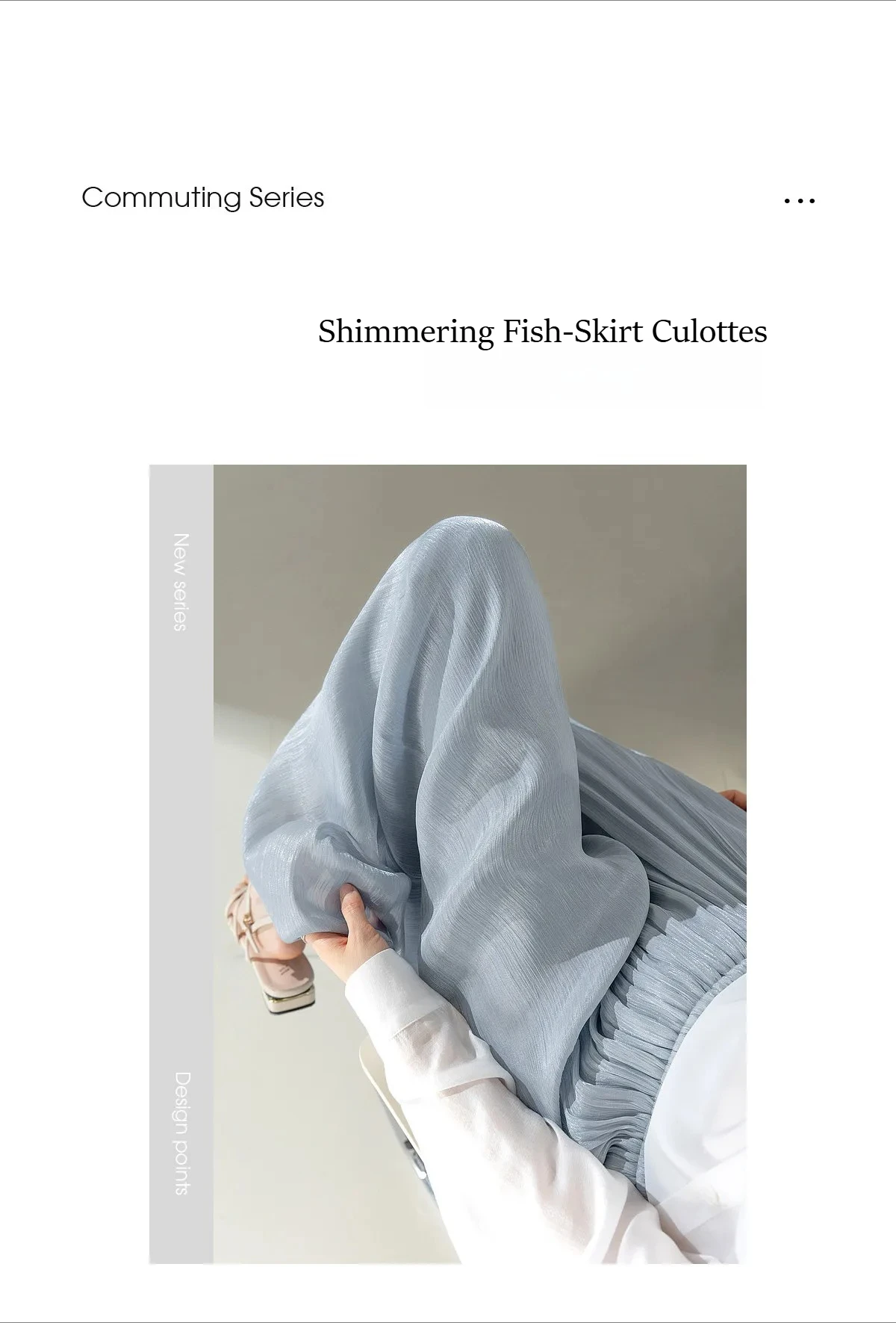 SENTUBILA Büro Einfacher, leichter, schimmernder Rock in Lila, Damen-Sommerhose mit elastischem Bund, Taschen, fließend, lässig, Culottes 162KF7358 – Detail 3