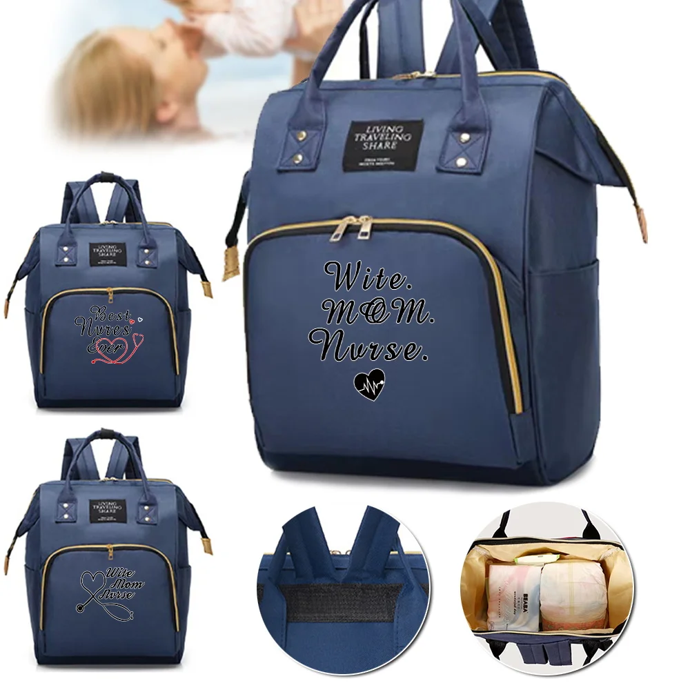 

Nurse Print Mommy Pack Large Capacity Multifunctional Compartments Backpack Portable Casual Travel Storage Double Shoulder Bag