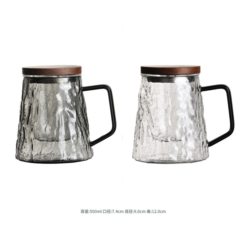 500ml Bark Texture Heat-resistant Glass Tea Cup With With Infsuer Chinese Puer Filter Cups Office Kung Fu Tea Cup Set