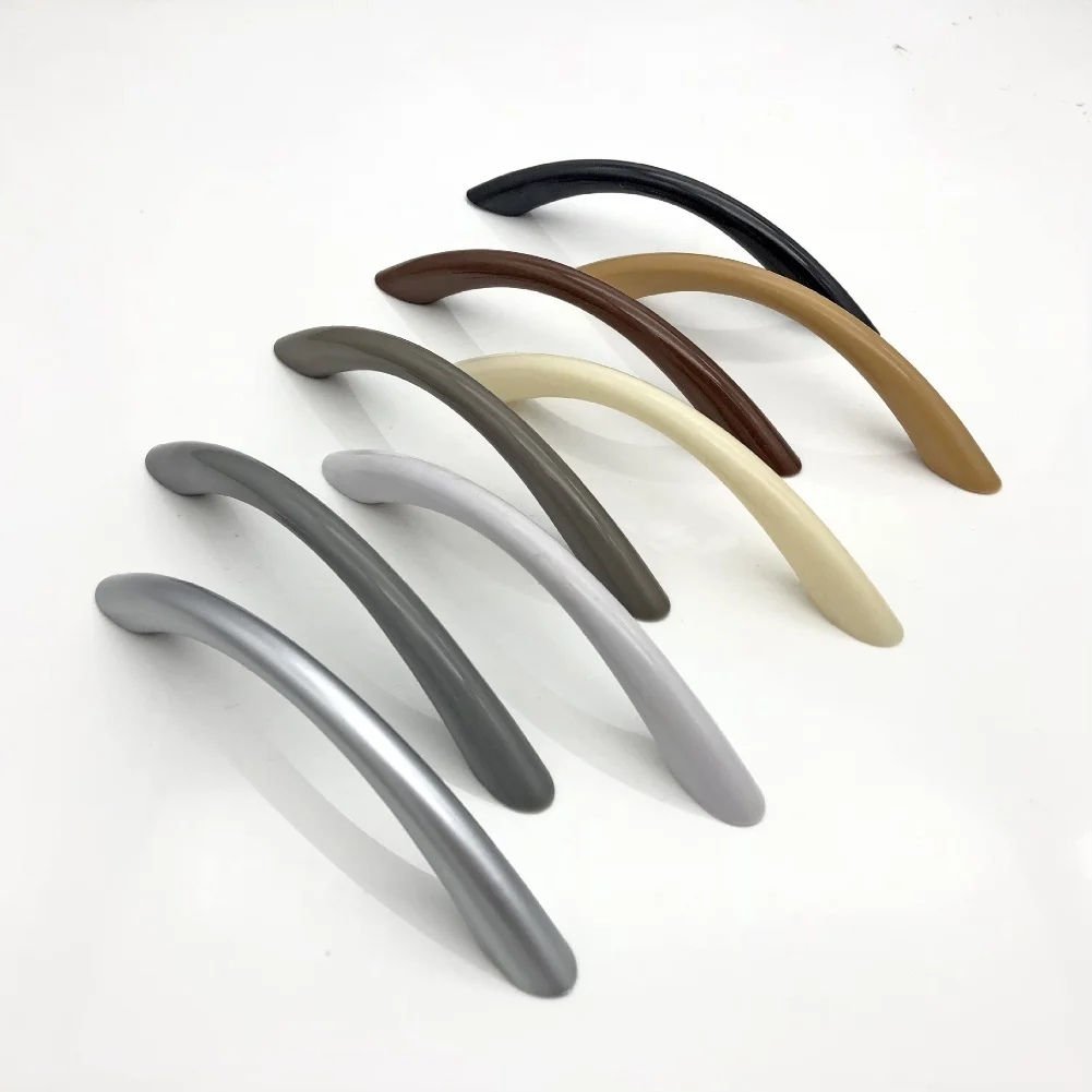 6PCS Silver Curved Cabinet Drawer Pulls, Solid Arch Handles For Wardrobe, Bathroom Vanity, Furniture Home Improvement