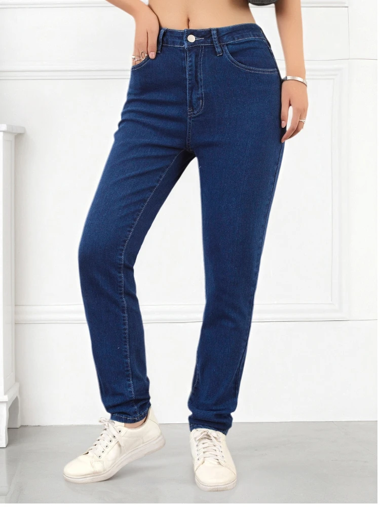 

Women's Fashion Dark Blue Stretch Skinny Jeans Casual Versatile Hot Girl Sexy Denim Pants Spring Fashion Daily Pencil Trousers