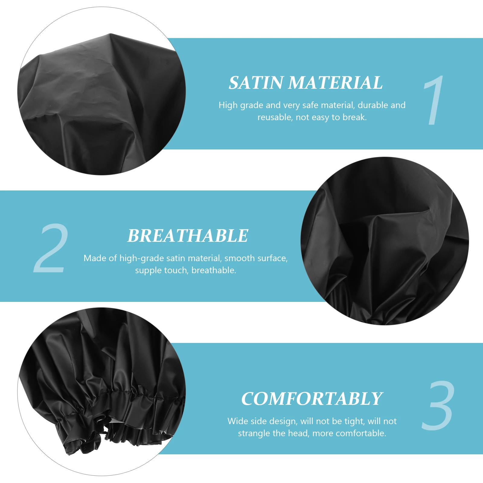 

2pcs Waterproof Bath Hats Elastic Shower Caps Silk Hair Bonnets Comfortable Spa Sleep Use Wide Margin Design Breathable Cap For