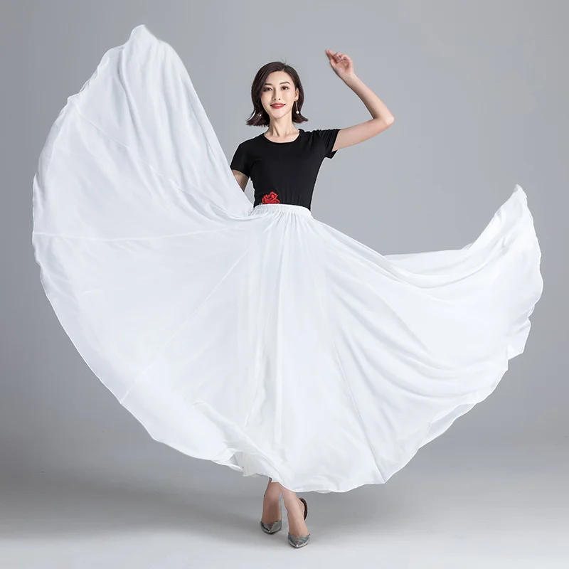 Women 720 Degree Skirt Flamenco Dancer Practice Wear Girls Stage Performance Costume Carnival Party Clothing 9 Color Solid 2023