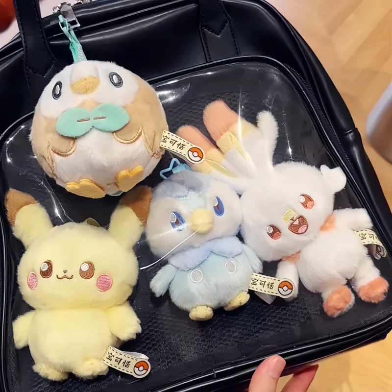 Original LDCX Pokemon Plush Keyring Pikachu Piplup Rowlet Scorbunny Cute Stuffed Doll Charm Christmas Gift