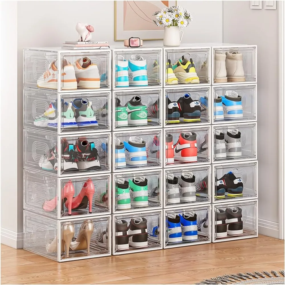 

10 Pack Thicken Shoe Organizer Stackable Shoe Containers For Sneaker Display White Freight Free Shoemakers Living Room Cabinet