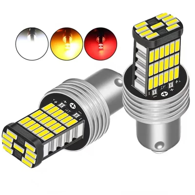 

2PCS Car LED Bulb BA15S 1156 BAY15D 1157 Turn Signal Light 12V 4014 45SMD 6500K White Auto Reverse Parking Back Lamps