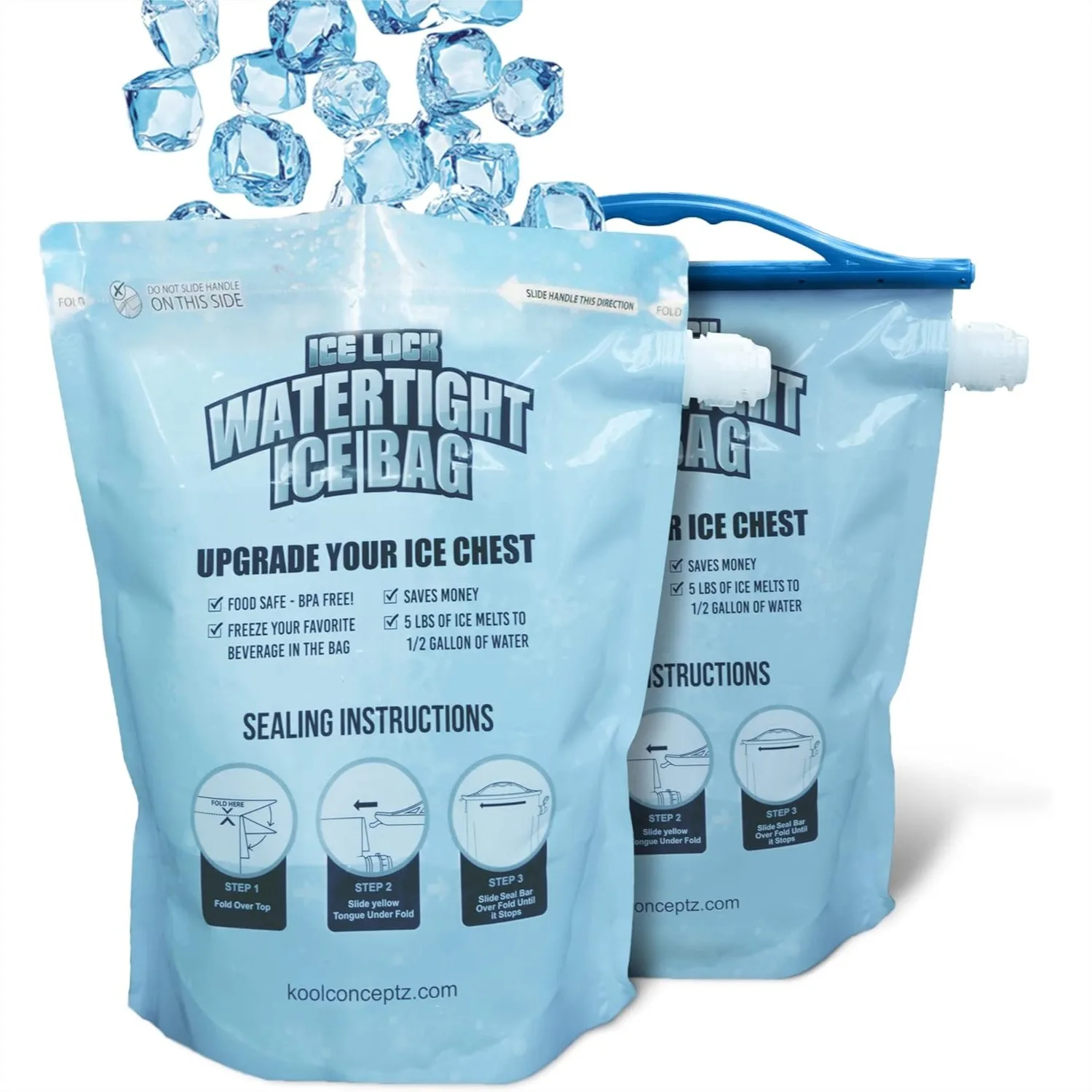 

Large Leakproof Ice Bag for Cooler - Reusable Ice Pack with Instant Cooling and Drinkable Meltwater