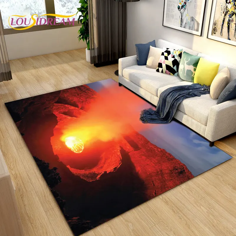 

Volcanic Magma Lava Area Rug Large,Carpet Rug for Living Room Bedroom Kitchen Doormat Decoration, Kids Play Non-slip Floor Mat