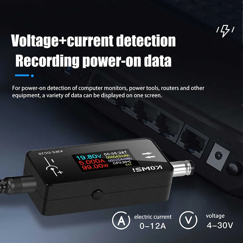 New KWS-DC28 0.96 Inch TFT HD Digital Display DC 5.5*2.5 Interface Tester Voltage Ammeter Power Meter Multi In One Display