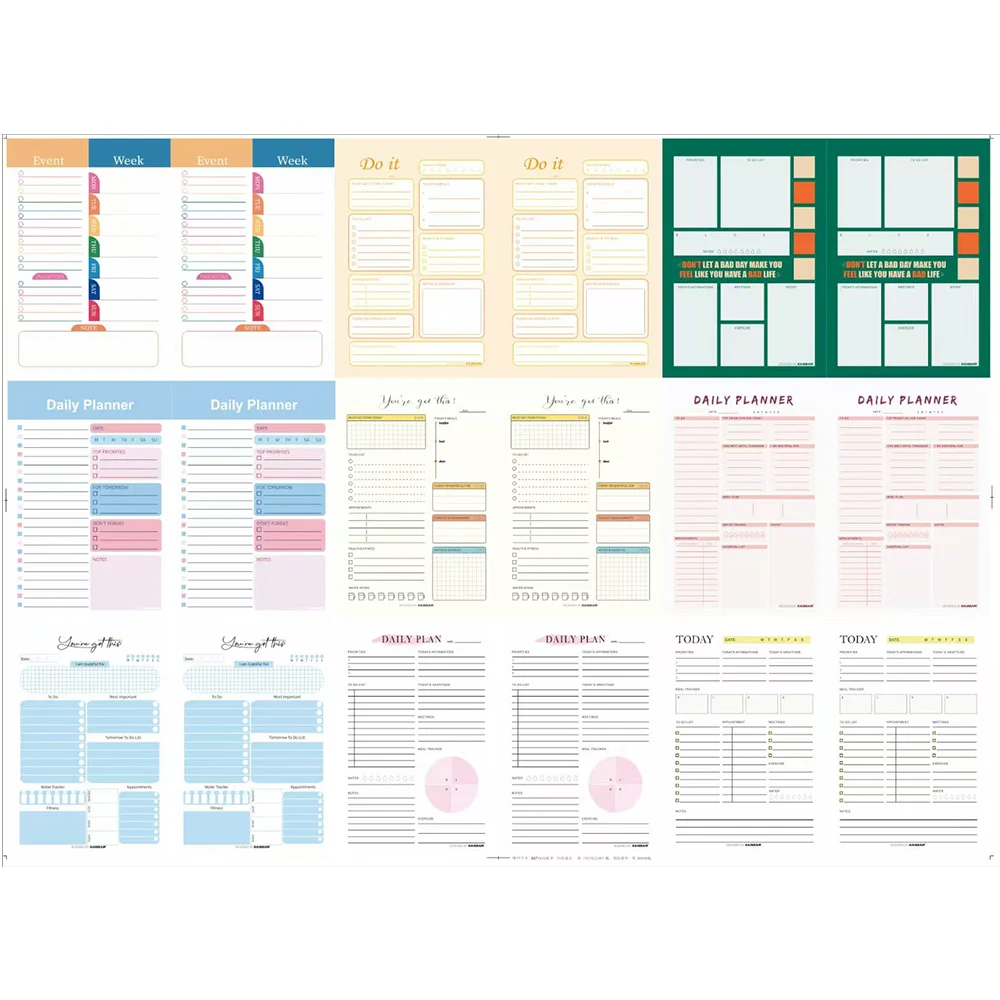 A5-Notizbuch für Tagesplaner, 50 Blatt, spiralförmig gebunden, englisch, wöchentlich, Selbstdisziplin, Zeitplan, Organizer, Ziele, Aufgaben, Zeitmanagement