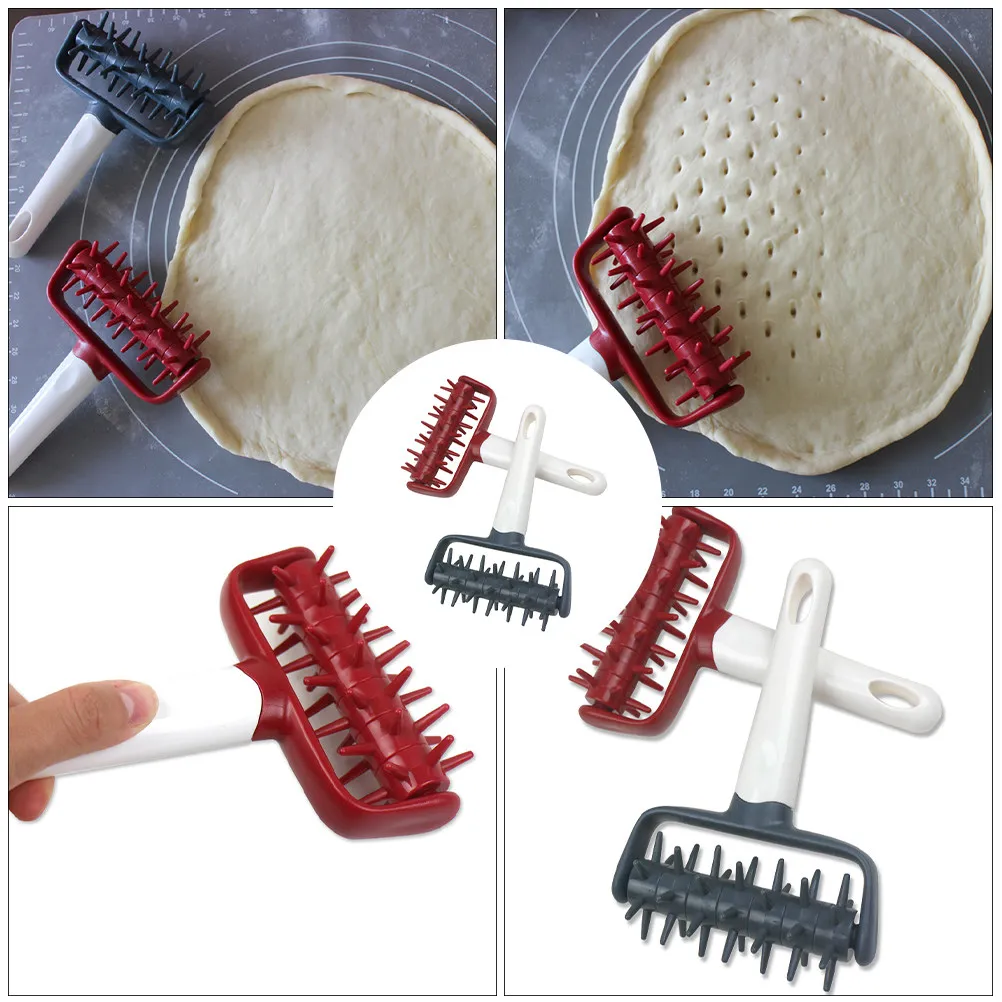 2Pcs Pizza Dough Roller Set Lightweight Plastic Professional Pizza Hole Punch Puncher Pastry Tool for Baking Tort Tart