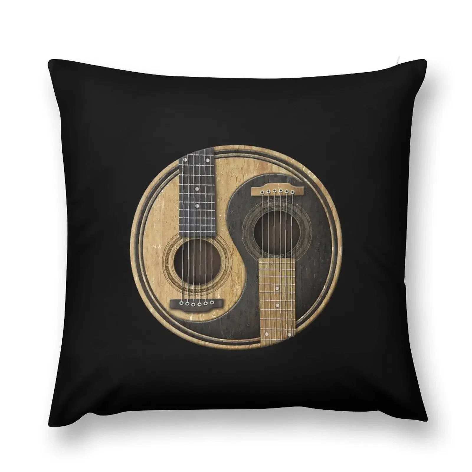 Old and Worn Acoustic Guitars Yin Yang Throw Pillow Room decorating items pillow pillowcase Christmas Pillow Cases