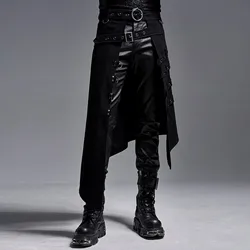 Mens Skirt Fashion Gothic Vintage Kilt Scottish Scotland Punk Skirts Pocket Kendo Casual Mens Clothing Streetwear New Autumn